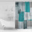 Teal abstract shower curtain polyester 72x72 inch 2