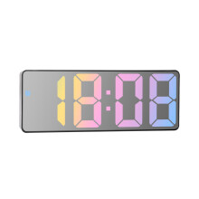 (White pink) Voice Control Color Digital Alarm Clock TEMP Date Display Night Mode Snooze Table Clock Anti-disturb Function 12/24H LED Clock