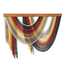 (Red) Bohemian Nursery Wall Hanging with Curved Tassel & Solid Wood Rod - Perfect for Sofa Backdrop