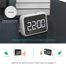 (WHITE) LED Alarm Clock Mirror Mini Desk Clocks Multifunctional Digital Alarm Snooze with USB Charging for Home Office Trave