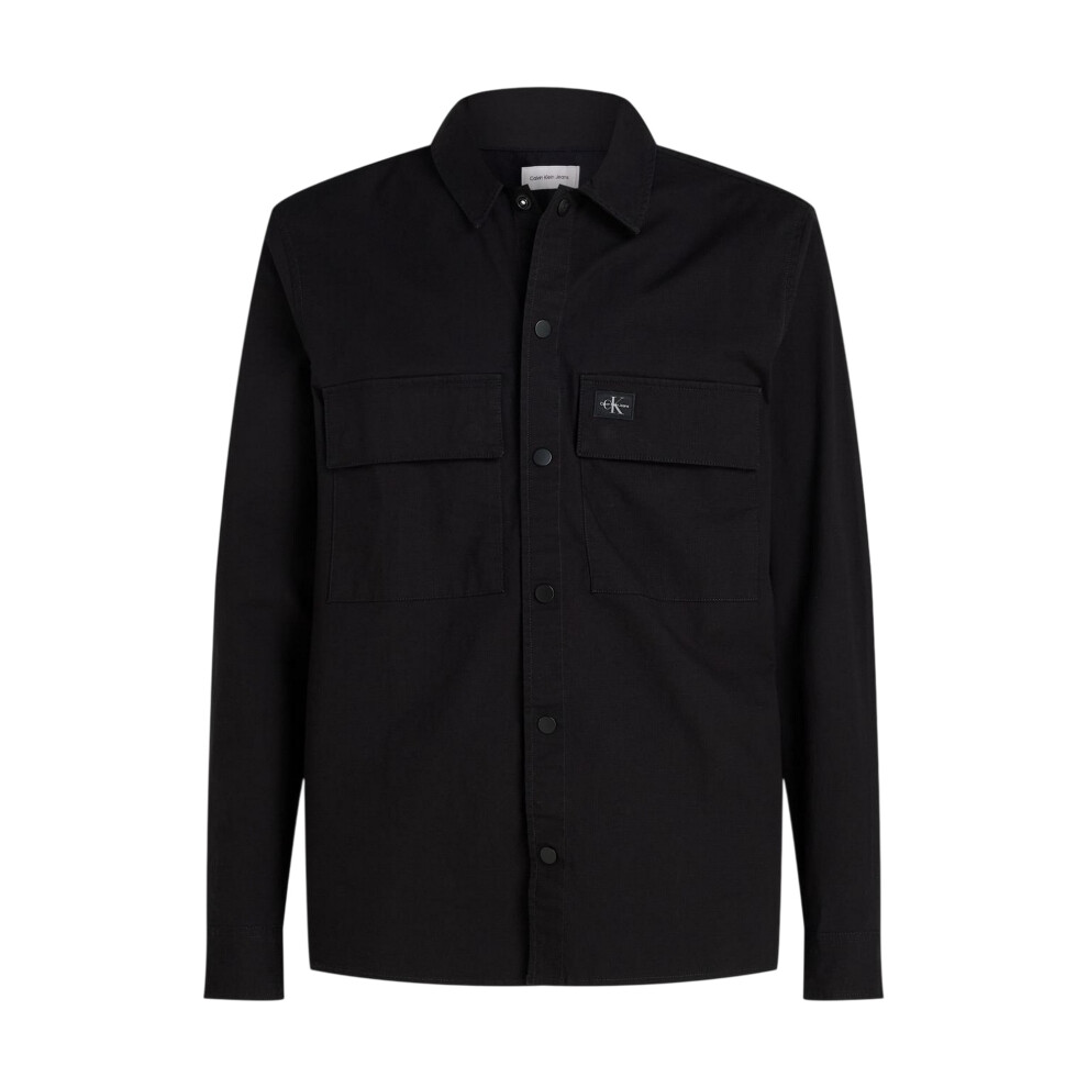 Calvin Klein (L, Black) Mens Cotton Overshirt
