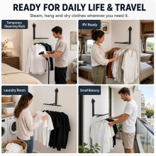 Foldable Wall Mounted Clothes Rack with Suction Cup, No Drilling Hanging Rail, 12 Slots,Strong Load-Bearing Capacity