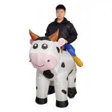 (Costume gonflable de vache souriante, 150-190 cm) Costume gonflable sur le thème de la vache blanche, pour adulte.