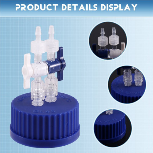 GL45 Safety Cap Feeding Buffer Cover Fermentation Reactor Tank Sampling Waste Liquid Bottle Cap with  Valve