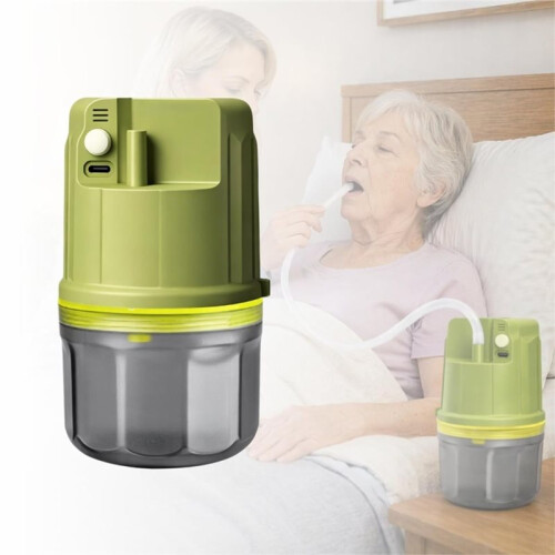 Portable Electric Suction Device, Handheld Compact Suction Unit with 200ml Collection Bottle, Adjustable Green 1