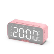 (G10 Pink) Desktop Alarm Clock Bluetooth wireless audio mini LED mirror digital clock mobile phone speaker stereo audio TF Card FM radio