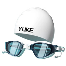 YUKE Anti Fog Swimming Goggles with Swim Cap No Leaking Large Frame Protection for Adults Easy Adjustable Clear Vision C