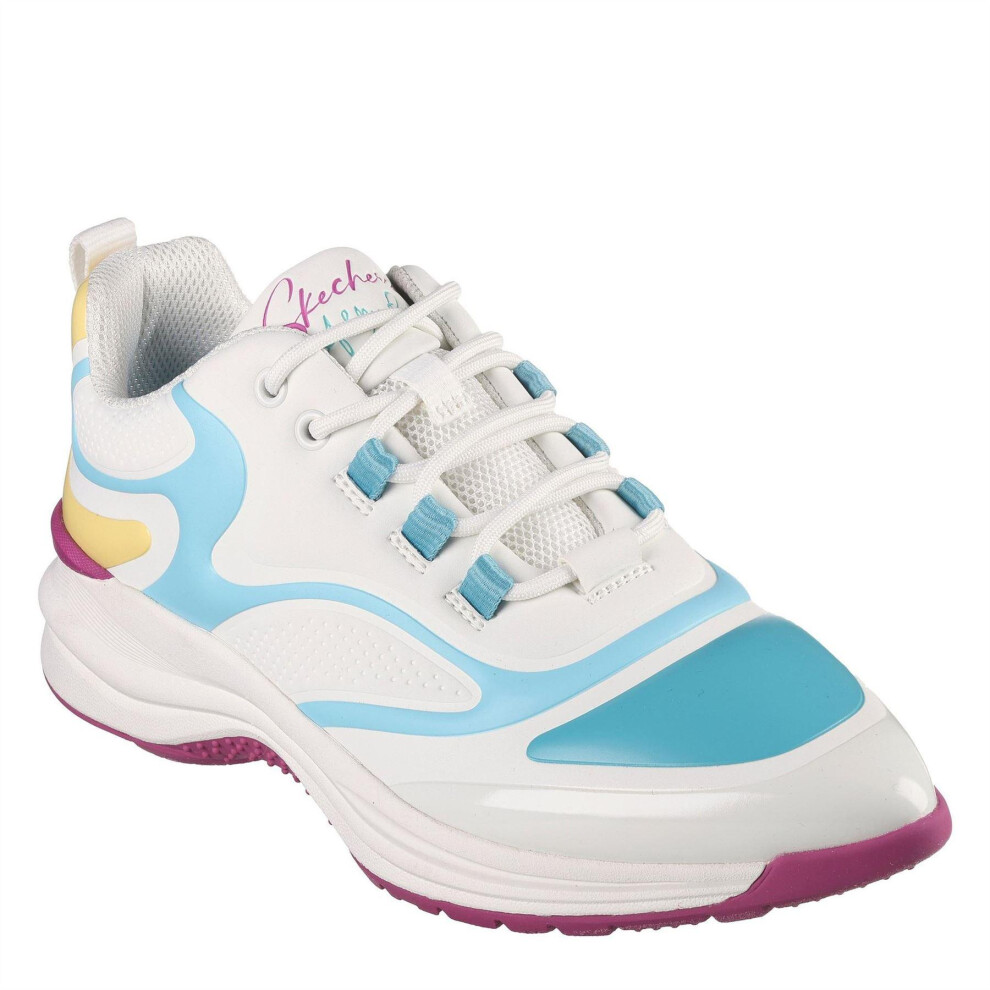 Skechers (2.5 Uk, White/Green/Black) Womens/Ladies Hot Melt Trainers