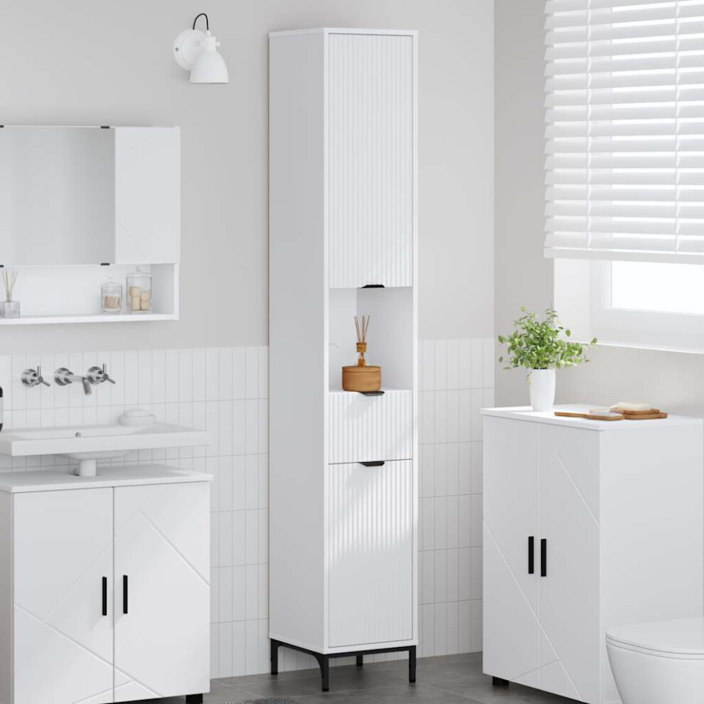 Vidaxl Bathroom Cabinet With Drawer With Door White 31.5 X 33 X 190 Cm