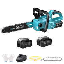 SEESII Electric Chainsaw Cordless 12-inch, Handheld Chain Saws with 2 x 4.0Ah Batteries, Tree Saw with Tool-Free Chain Tension, Auto Oiling for Wood