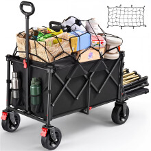 240L Festival Trolley on Wheels, Folding Wagon, Portable Camping Cart, Heavy Duty Camping Trolley Foldable for Beach Outdoor Shopping Fishing