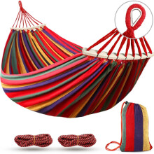 MOSFiATA 275x155cm Hammock with Spreader Bars, Camping Hammock Outdoor, with Thickened Durable Canvas Fabric and Sturdy Metal Knot