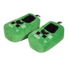(L-XL, Green) Minecraft Unisex Adult Creeper Slippers