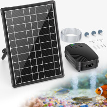 POPOSOAP 8W Solar Pond Aerator, Air Pump with Solar & Battery Dual Power, 24H Co