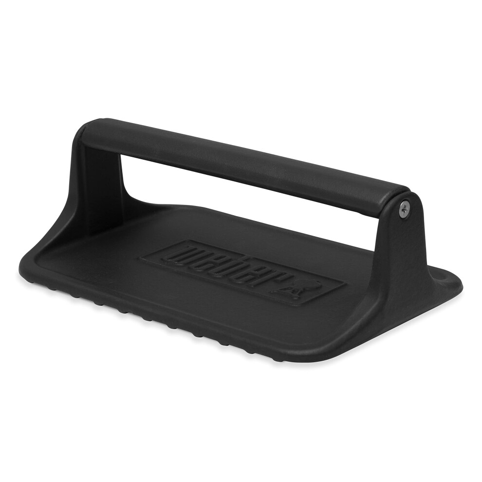 Weber Griddle Press/Bbq Cookware Accessory, Flattens Burgers, Paninis & Bacon On Barbecue Griddles, Cast Iron, 7.4 Cm X 23 Cm X 15 Cm