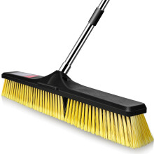 MASTERTOP Heavy Duty Garden Broom, Long Handle Yard Brush with 24" Wide Brush He