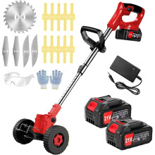 Garden Strimmer 21V Cordless Strimmer with 2pcs Batterie&3 types of blades Lightweight Battery Strimmer 3 in 1Grass Trimmer/Edger/brush cutte, Electr