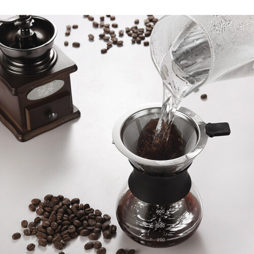 400ml Pour Over Kaffeebereiter mit Filter - Klares Glas 1