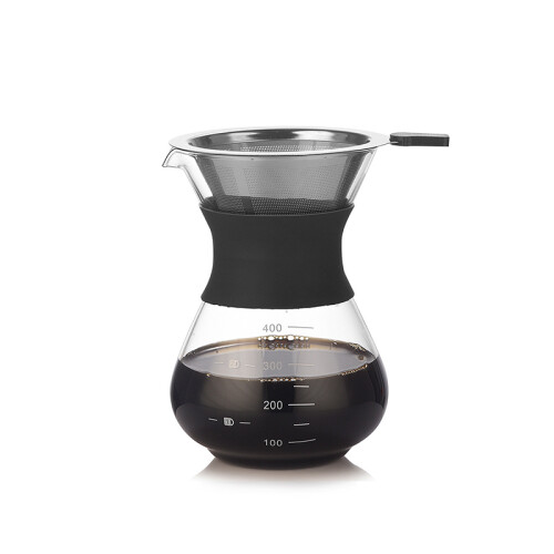 400ml Pour Over Kaffeebereiter mit Filter - Klares Glas 2