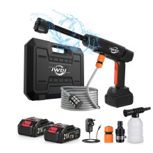Jwjd Portable Cordless Pressure Washer - 2 Pack Batteries 1200PSI 336l/h Cordless Power Washer Battery Operated with 6-in-1 Nozzle, Adjustable Foam C