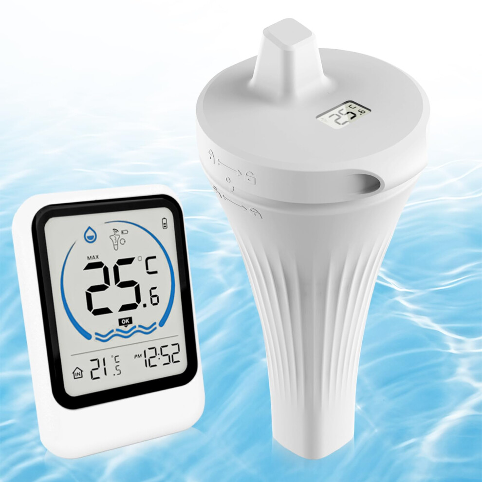 Aottom Wireless Floating Pool Thermometer, Ip68 Waterproof Pool Thermometer Wireless With Indoor Monitor, Floating Water Thermometer For Swimming Pool, Bath