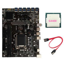 Placa Base para MineríA B250C BTC con CPU G4400 + Cable LGA1151 12XPCIE una Ranura para Tarjeta GráFica USB3.0 Compatible con RAM DDR4