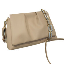 LäSsige PU Textur FranzöSisch Falten Unterarm Tasche Weibliche Einfache Wolke Tasche Praktische eine Schulter Schulter Kupplung (Khaki)