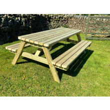 MG Timber Heavy Duty Premium, A-frame Picnic table, Bench. Made From Pressure Treated Swedish Redwood (Round Corners, 4FT)