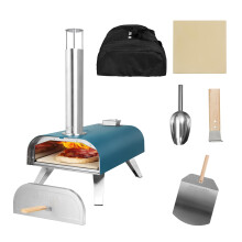 George Foreman Outdoor 12" Wood Pellet Portable Wood Fired Pizza Oven in Teal wi
