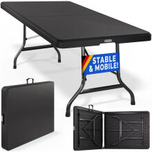 CASARIA 6ft Folding Table, Spacious 180x75cm Plastic Tabletop & Sturdy Metal Frame | Foldable Portable Waterproof Easy Assembly | Buffet Picnic Part
