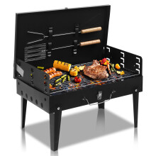 Outopee Portable Charcoal BBQ Grill, Foldable Barbecue Grill with Tool Hooks, St