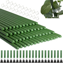 50PCS Garden Green Plant Stakes-90cm x 11mm,Plastic Coated Steel Canes with 20PC