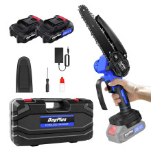Cordless Mini Chainsaw 6 Inch Handheld Electric Chain Saw & Case for Tree Pruning, Trimming, Branch Cutting with 2 Battery Blue