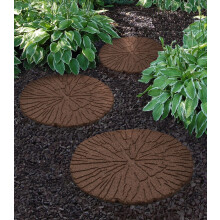 Nicoman 18" Large Round Garden Stepping Stone Recycled Cracked Log Rubber Steps Hard Wearing Outdoor Stepping Stones Scroll