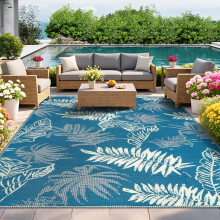 IMIYOKU Outdoor Rug for Patio Waterproof 180x270cm Reversible Large Outdoor Rug, Portable Plastic Straw Garden Rugs Carpet for Backyard RV Balcony