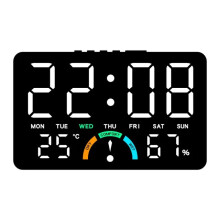 (Black shell-white) Digital Alarm Clock TEMP Humidity Week Comfort Level Display Table Clock Auto Dimmable Dual Alarm LED Wall mounted Clock