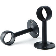 Supports de tringle à rideaux en acier inoxydable noir mat, lot de 2, support mural robuste de 25 mm