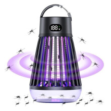 2-in-1-Mückenvernichterlampe, 2000 V, multifunktionales UV-Licht, 3 violette Lichtmodi, IPX5 wasserdicht, Schwarz
