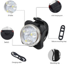 USB Rechargeable Front and Rear Bike Light Set, Black and Red, Waterproof Cycling Safety Lights for Night Riding