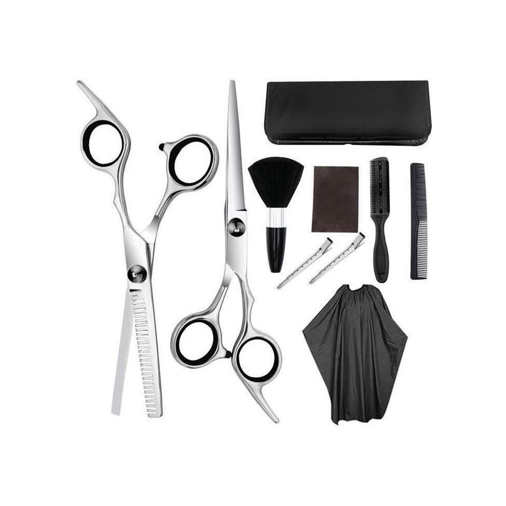 Professional Hair Cutting Scissors Set, 10 Pieces, Stainless Steel, Suitable for All Hair Types