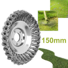 Miotlsy 150mm Cone Knotted Wire Grass Trimmer Cutter Head, Metal Lawn Mower Weeding Tray for Brushcutter Attachment