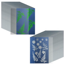 Kit de Papel de Cianotipo A5 de 38 Hojas de Papel de Impresión Solar con 2 Hojas Acrílicas Transparentes, Papel de Dibujo Solar de Alta Sensibilidad