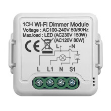 Tuya Wifi Dimmer-Schaltermodul 10A, UnterstüTzt 2-Wege-Steuerung, 1 Gang, Kompatibel mit der Home Alexa Life App