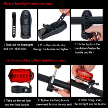 Bike Light Set, Super Bright Waterproof Cycling Lights and Bike Taillight,5 Light Mode Fits All Bicycles Night Riding