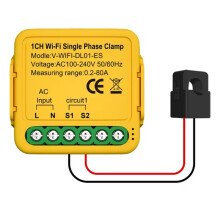 Medidor de Energía Inteligente Tuya Wifi con Pinza y Transformador de Corriente de 80 A para Iluminación Eléctrica y Monitor de KWH.