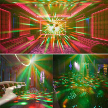Bola de Discoteca de Tres Cabezas para DJ, con Proyección de Patrones y Luz Láser RGB Controlada por Voz para Fiestas, Bares y Bodas.
