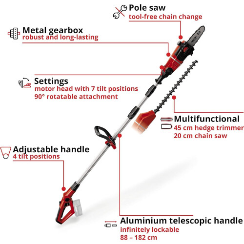 Einhell Einhell Cordless Multifunctional Garden Tool 18V Power X-Change, 2-in-1 Long Rea 2