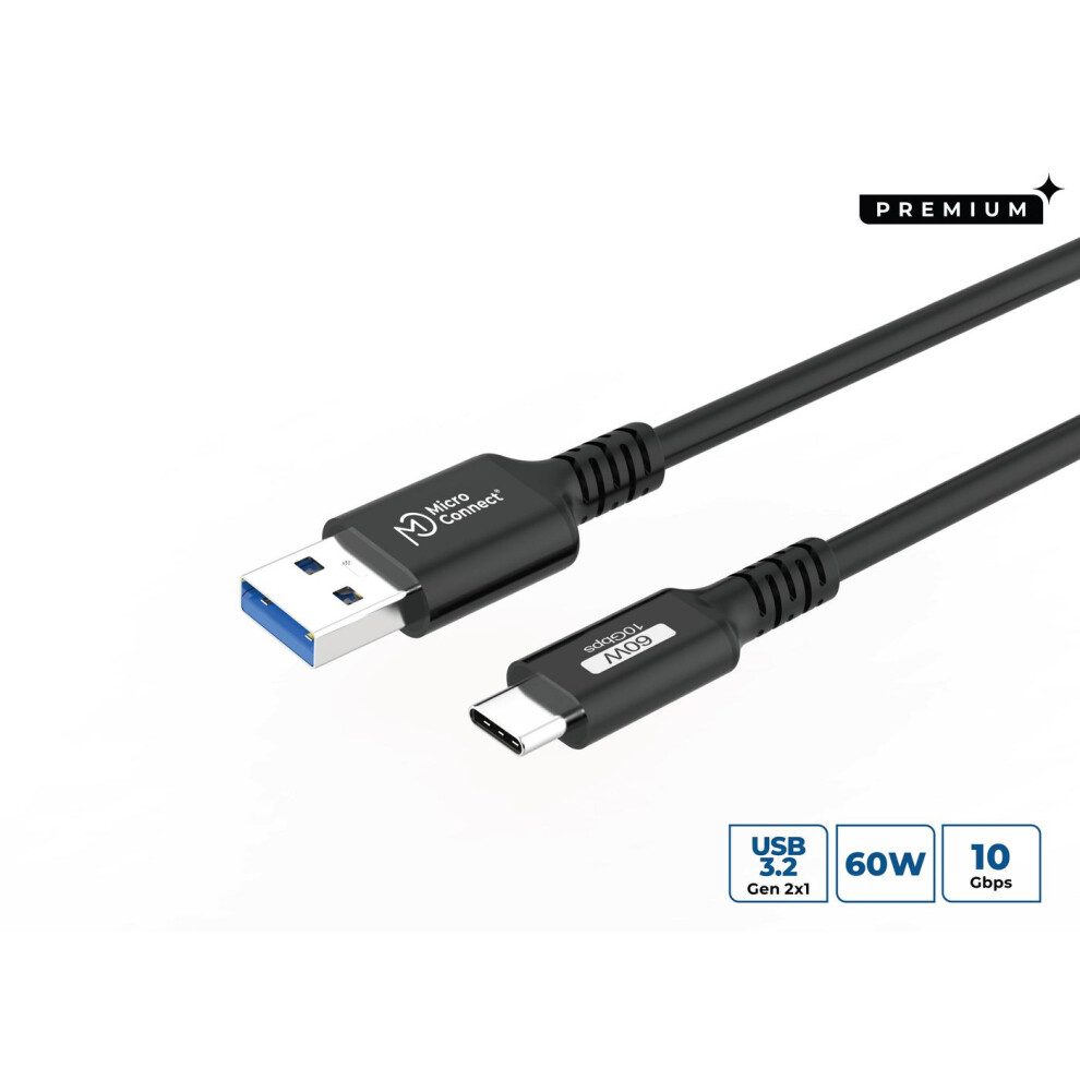 Microconnect Usb-C To Usb-A Cable 0.5M 60W 10Gbps Usb 3.2 Gen 2 5715063002513