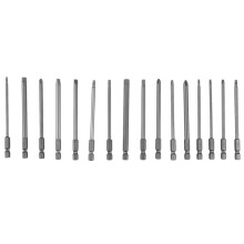 Ensemble de 16 Embouts de Tournevis Magnétiques Longs Fendus + Croix + Hex + Torx Ensemble de Forets 1/4 Pouces à Tige Hexagonale 100 Mm de Longueur