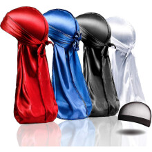 Durag en satin soyeux, 4 pièces + 1 bonnet résille, fermeture à cordon, pour homme et femme, retient l'humidité capillaire, léger et respirant